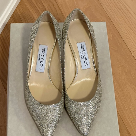 Jimmy Choo Romy 60 Pointy Toe Pumps Champagne Glitter
